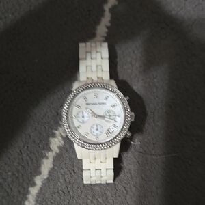Michael Kors White Watch with Crystal Accents
